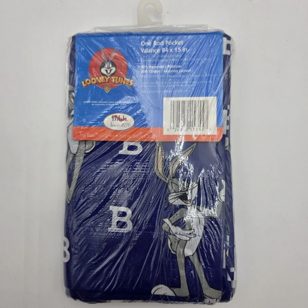 Lot of 3 Bugs Bunny Looney Tunes Blue Coordinating Rod Pocket Valance 84